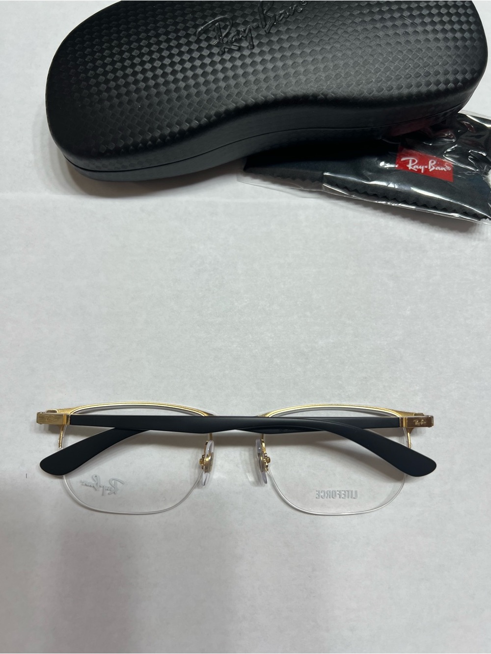 Ray-Ban 6513 Liteforce Semi-Rimless Glasses in Black and Gold - Picture 2 of 5